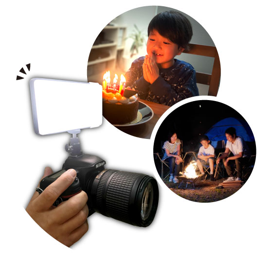 室内や夜間の撮影にLEDビデオライト